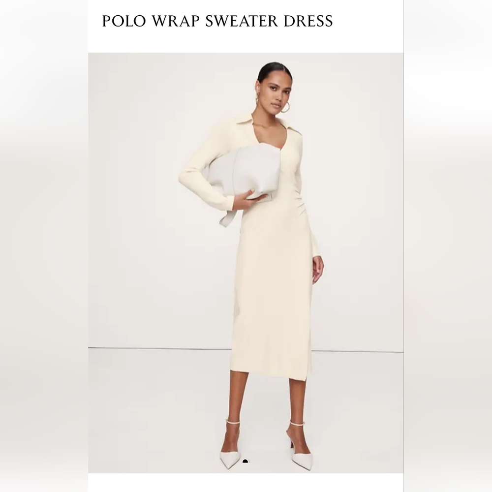 Banana Republic Cream Sheath Dress with Plunge Neckline
